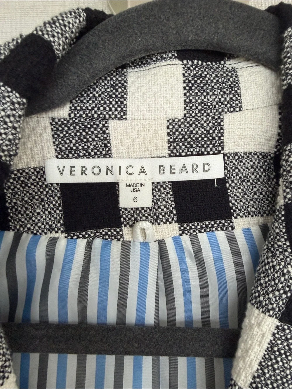 Veronica Beard Black & White Checked Double-Breasted Blazer